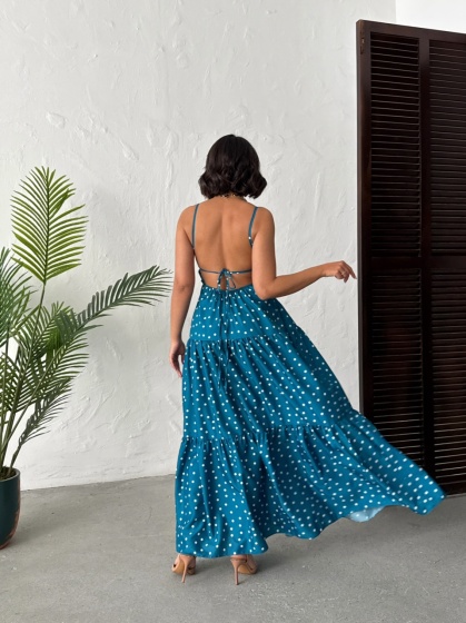 Rochie lunga cu imprimeu buline - Img 2