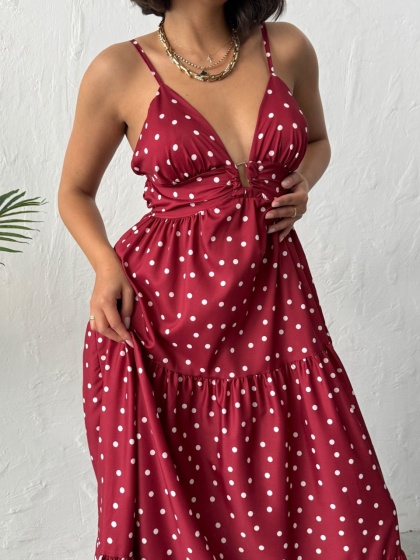Rochie lunga cu imprimeu buline