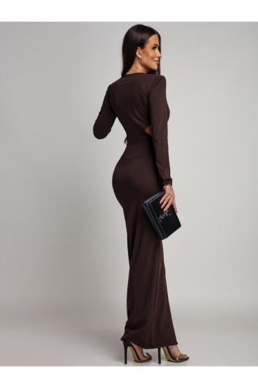 Rochie lungă din lycra cu decolteu în V, și accesoriu pampon  - Img 3