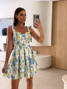 Rochie scurtă cu imprimeu și bretele - Img 1