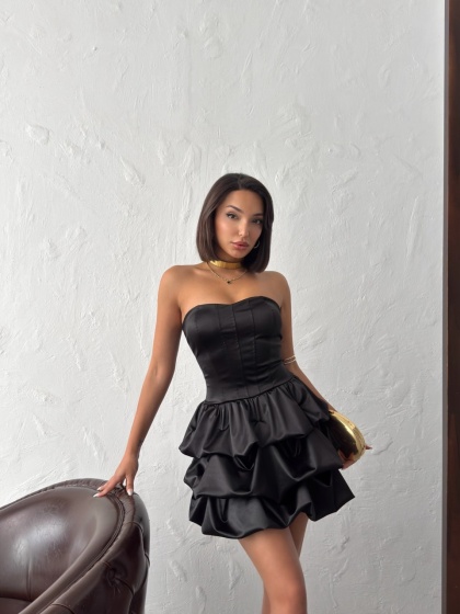 Rochie scurtă elegantă bufantă tip corset - Img 6