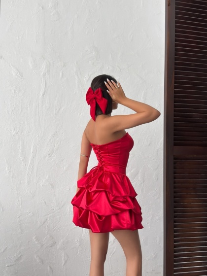 Rochie scurtă elegantă bufantă tip corset - Img 5