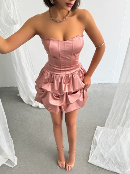 Rochie scurtă elegantă bufantă tip corset - Img 4