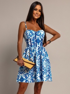 Rochie scurta imprimata cu bretele - Img 1