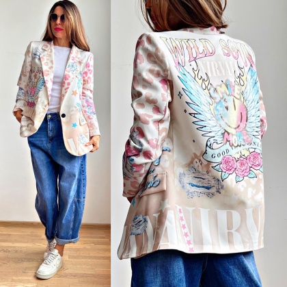 Sacou dama cu imprimeu colorat - Img 2