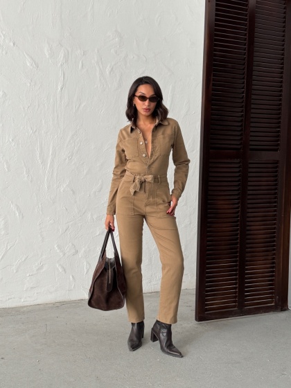 Salopeta din denim elastic cu nasturi - Img 5