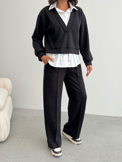 Trening casual cu bluza tip camasa - Img 5