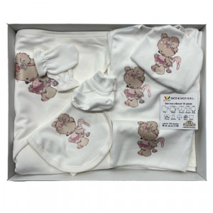 Set nou nascut, ursulet, roz, 10piese