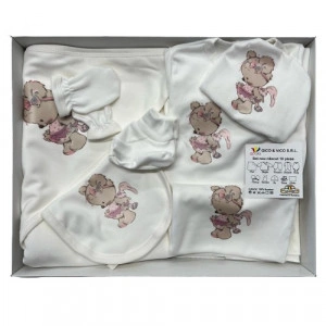 Set nou nascut, ursulet, roz, 10piese