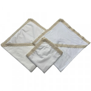 Set Prosop, Pled, Panza, culoare Crem, potrivit pentru brodat si imprimat