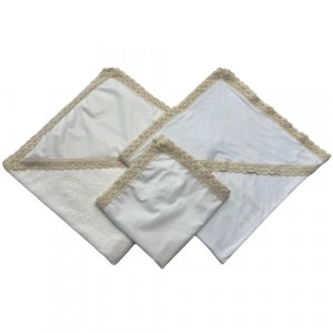 Set Prosop, Pled, Panza, culoare Crem, potrivit pentru brodat si imprimat