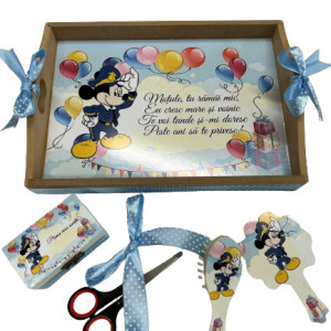 Tavita de turta, 5 piese, Mickey Politist, albastru