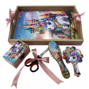 Tavita de turta, 5 piese, Unicorn, roz
