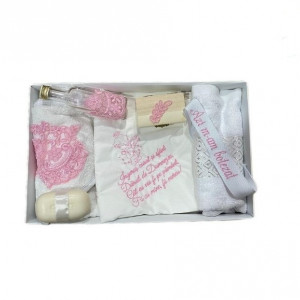 Trusou Botez cu Broderie roz, en gros