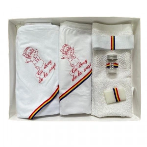 Trusou de botez, 6 piese Baby Ingeras brodat ,traditional rosu