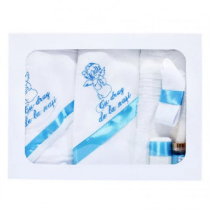 Trusou de botez, 6 piese Ingeras brodat, bleu