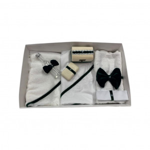 Trusou de botez 7 piese, funda catifea verde smarald 02