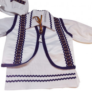 Costum traditional romanesc, Horia,4 piese albastru, 0-12 luni, en gros - Img 2
