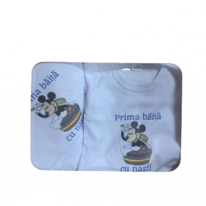 Set Prima baita, 3 piese, imrpimat diverse personaje, prosop baie, body, halat bebe, baiat, en gros - Img 2
