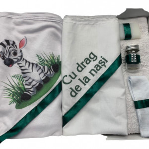 Trusou de botez, 6 piese, Zebra, imprimat, en gros