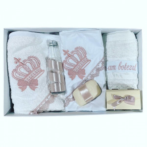 Trusou Botez cu Broderie roz pudra, en gros
