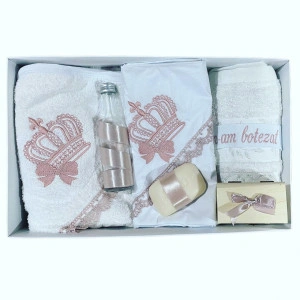 Trusou Botez cu Broderie roz pudra, en gros