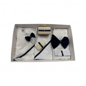 Trusou de botez 7 piese, funda catifea bleumarin 02