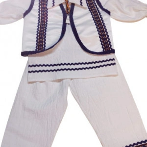 Costum traditional romanesc, Horia,4 piese albastru, 0-12 luni, en gros