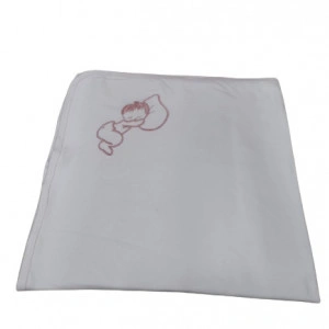 Pled alb, din bumbac, dublat, cu broderie pe colt, diverse culori - Img 2