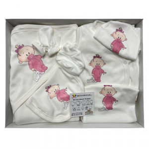 Set nou nascut, bebe, roz, 10piese