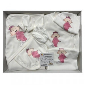 Set nou nascut, bebe, roz, 10piese