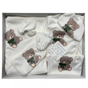 Set nou nascut, urs, verde, 10piese