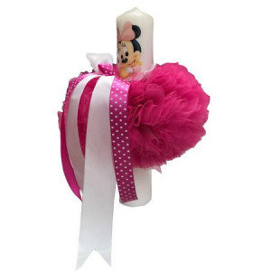 Lumanare pentru botez glob Minnie siclam