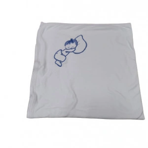 Pled alb, din bumbac, dublat, cu broderie pe colt, diverse culori - Img 3