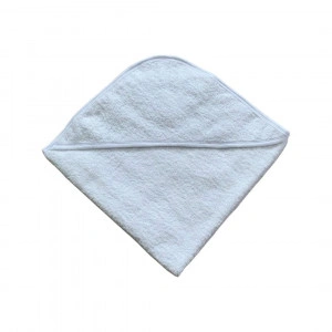Prosop GROS de baie bebe, cu gluga, albcomplet, 80*80 cm, potrivit pentru brodat, en gros - Img 2