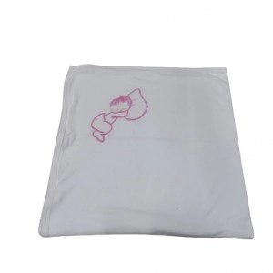 Pled alb, din bumbac, dublat, cu broderie pe colt, diverse culori - Img 4