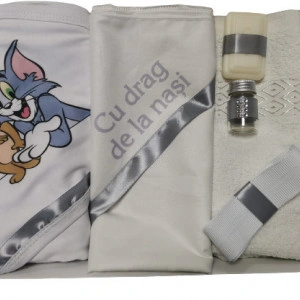 Trusou pentru botez, 6 piese, Tom%Jerry, gri, en gros