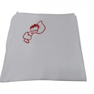 Pled alb, din bumbac, dublat, cu broderie pe colt, diverse culori