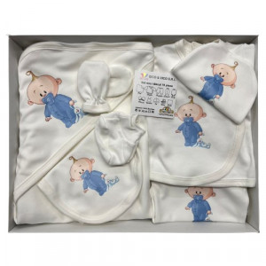 Set nou nascut, bebe, albastru, 10piese