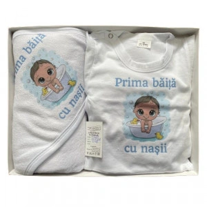 Set prima baita, Bebelusul in cadita, bleu, 3 piese, en gros