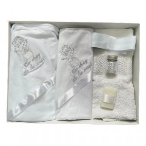 Trusou de botez, 6 piese Baby Ingeras brodat, alb