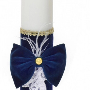Lumanare decor catifea bleumarin