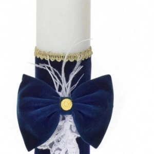 Lumanare decor catifea bleumarin