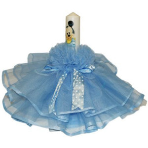 Lumanare pentru botez, bleu, 35X5 cm