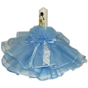 Lumanare pentru botez, bleu, 35X5 cm