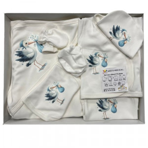 Set nou nascut, barza, bleu, 10piese