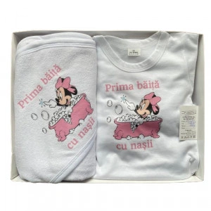 Set prima baita, Minnie in cadita, roz, 3 piese, en gros