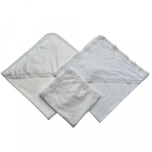 Set Prosop, Pled, Panza, culoare Alb, potrivit pentru brodat si imprimat