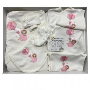 Set nou nascut, bebe, roz, 10piese
