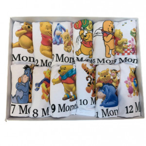 Set body bebe Ursuletul Winnie, 12 piese, 1-12 luni, baieti, maiou, en gros